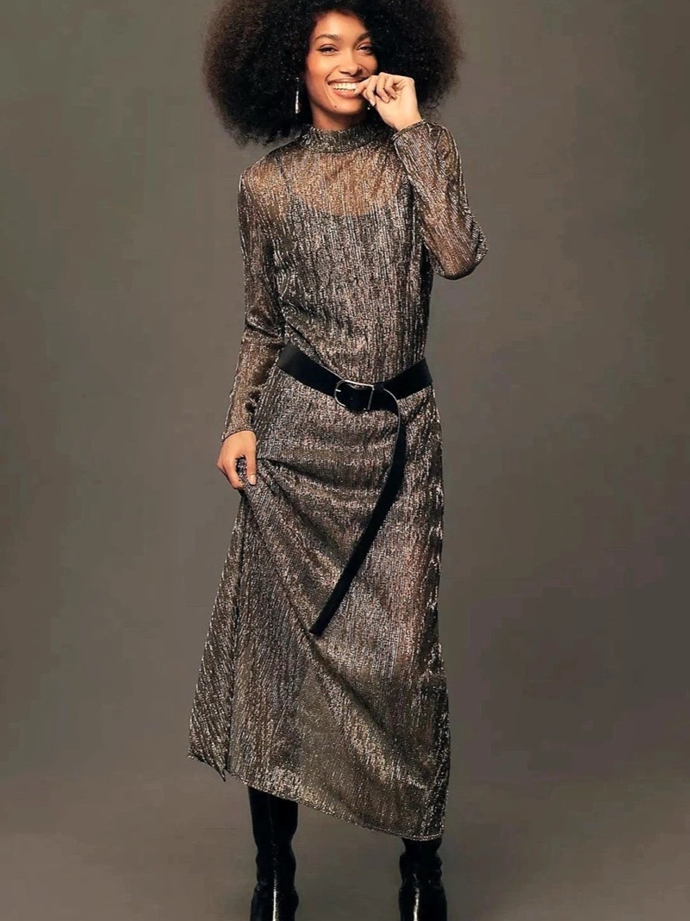 Anthropologie Metallic Maxi Dress